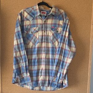 Wrangler Western Multicolor Plaid Long Sleeve Button Up Shirt Size XL
